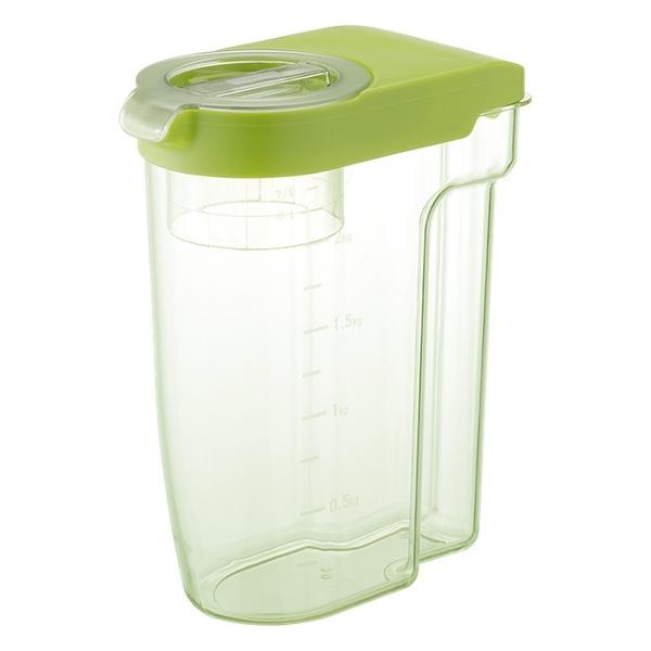 米びつ 2kg用 リベラリスタ ライスストッカー 冷蔵庫ポケット （ ライスボックス 米櫃 こめびつ 計量カップ付 2kg 2キロ 冷蔵庫 ドアポケット 野菜室 普通米 無洗米 目盛り付き お米 保存 保管 容器 おしゃれ ） 【グリーン】