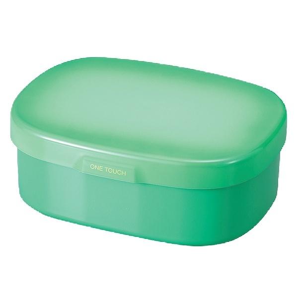 お弁当箱 1段 さっと洗えるお弁当箱 M 600ml ランチボックス （ HAKOYA 弁当箱 レンジ対応 食洗機対応 塗り 女子 大人 お弁当グッズ ランチグッズ 弁当 お弁当 一段 一段弁当箱 二点ロック 仕切付き ワンタッチ 子供 日本製 ） 【 グリーン 】