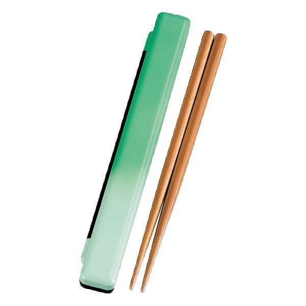 箸＆箸箱セット スリム箸箱セット さっと洗えるお弁当箱 18cm カトラリー （ HAKOYA カトラリーセット お弁当グッズ ランチグッズ 塗り 持ち運び マイ箸 my箸 お箸 はし 箸 箸箱 お箸ケース お弁当 お弁当用 携帯用 エコ 日本製 ） 【 グリーン 】