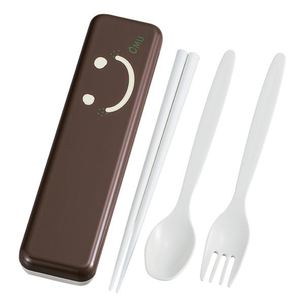 トリオセット 箸 スプーン フォーク OBENTO TIME 18cm カトラリーセット （ 携帯用カトラリー お弁当用 カトラリー トリオ セット 箸＆フォーク＆スプーン はし 子供 女子 大人 お弁当グッズ ランチグッズ かわいい 日本製 ） 【 ブラウン 】