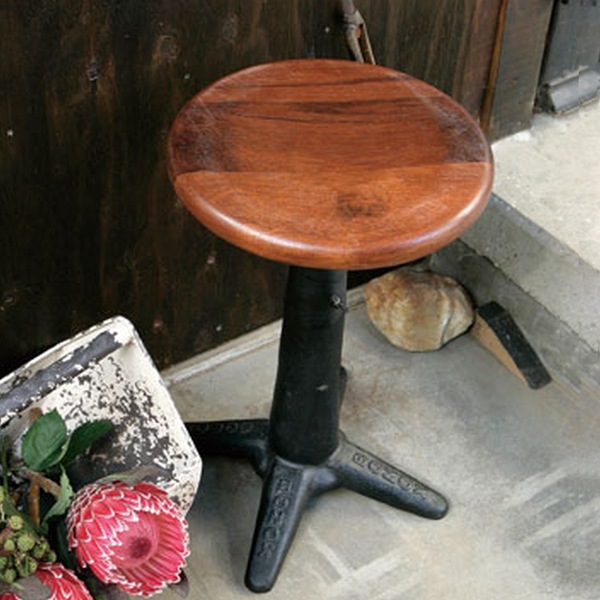 スツール ダルトン DULTON 座面高42～57cm 高さ調整 木製 天然木 アンティーク調 椅子 （ いす イス 高さ調節 腰掛け アンティーク加工 ロゴ入り チェア チェアー 玄関 リビング ダイニング ）