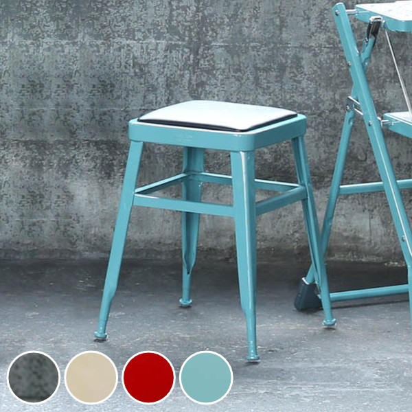 スツール 高さ45cm ダルトン DULTON ライトスツール クッション 腰掛 スチール ヴィンテージ調 椅子 カラー （ イス いす 腰掛け チェア キッチン チェアー リビング ダイニング キッチンスツール おしゃれ スタッキング ） 【 グレー 】