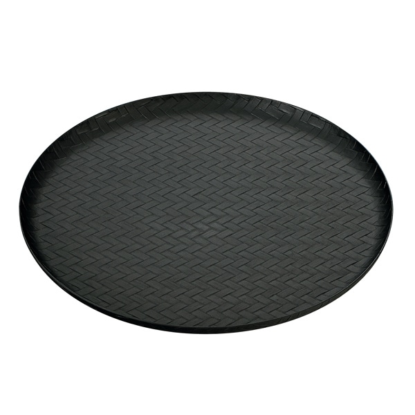 お盆 32cm 丸盆 あじろ HAKOYA トレー ランチョンマット プレイスマット プラスチック 日本製 （ トレイ 網代 丸 盆 ラウンド キッチントレー 黒 配膳 キッチン用品 丸型 おしゃれ シンプル 和モダン ）