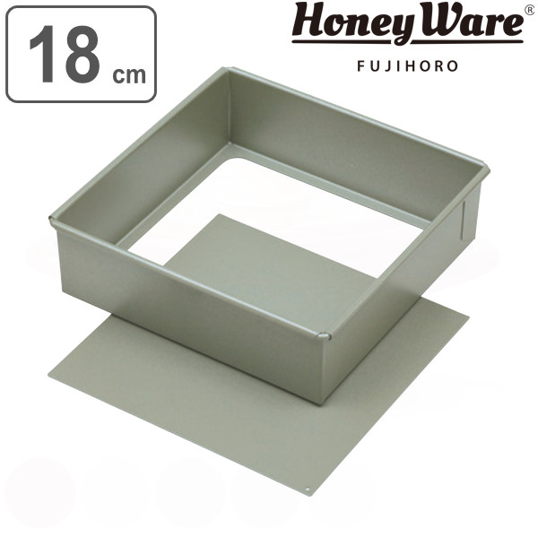 デコレーション型 角型 18cm 底取 デコ型 スチール フッ素樹脂加工 富士ホーロー （ ケーキ型 スクエアケーキ 型 6号 四角 ケーキ フッ素加工 ホール型 焼き型 角 スクエア お菓子作り 製菓道具 ）