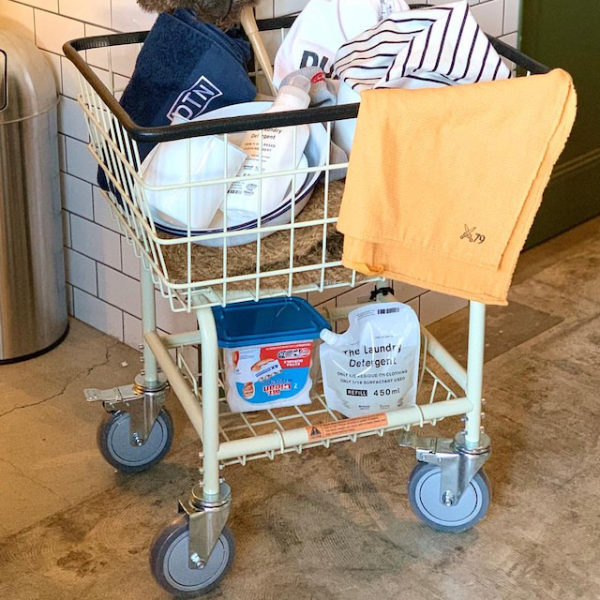 ランドリーワゴン ランドリーカート アイボリー ダルトン DULTON ラック ランドリーバスケット 洗濯 ワゴン キャスター （ 脱衣かご 洗濯物入れ ワイヤー 洗濯カゴ ワイヤーバスケット 1段 四角 カート式 おしゃれ ）