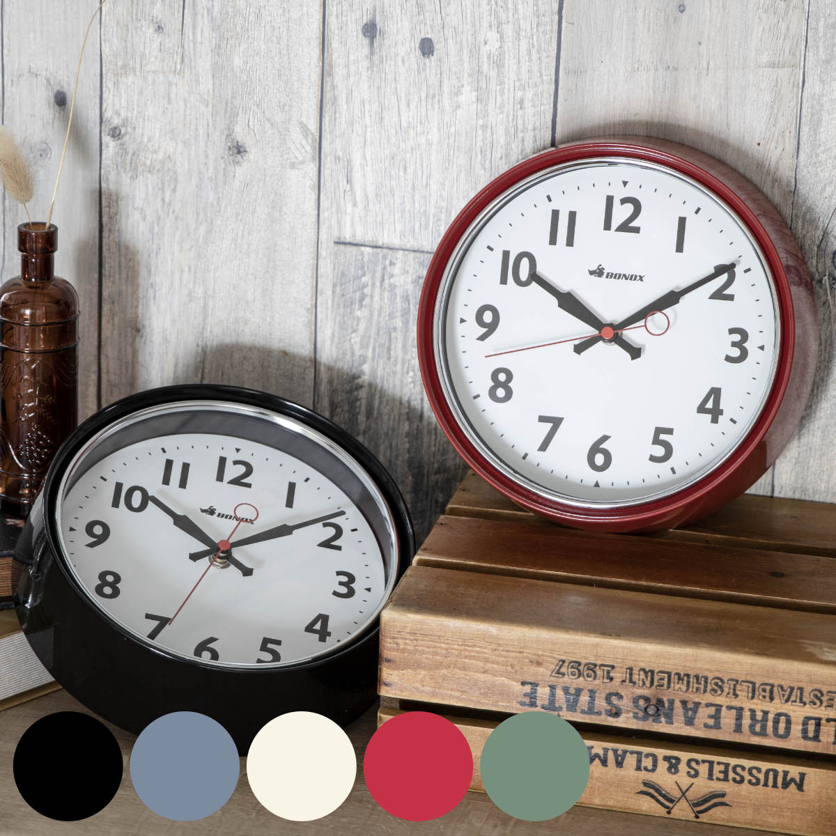 掛け時計 DULTON ウォールクロック （ 壁掛け時計 掛時計 アナログ 壁掛け 時計 おしゃれ シンプル 連続秒針 ヴィンテージ インテリア クロック とけい ）【 アイボリー 】