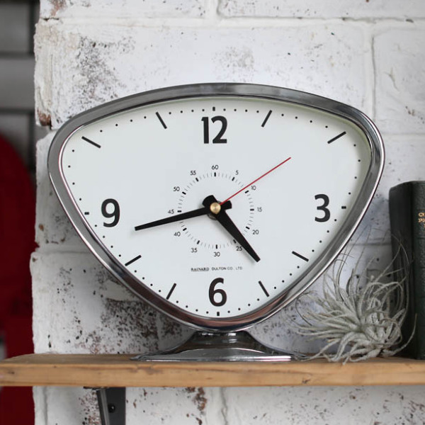 置き時計 ダルトン DULTON ライナルド クロック メッキ 逆三角形 時計 おしゃれ （ 置時計 アナログ 大きい 連続秒針 リビング シンプル インテリア クール ）