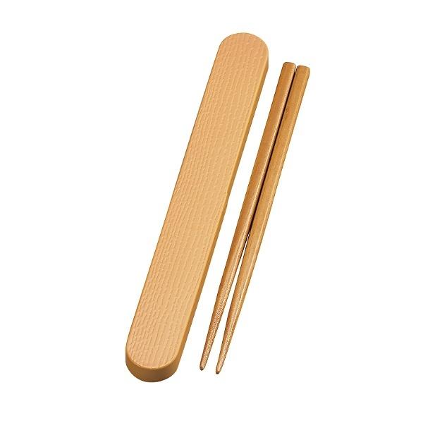 箸箱セット 18cm 箸 箸箱 わっぱ箸箱セット （ 箸＆箸箱セット お箸 箸＆ケース カトラリー 和風 日本製 18センチ お弁当用 ベルト付き 持ち運び 携帯用 大人 男女兼用 おしゃれ 木製 ） 【 ベージュ 】