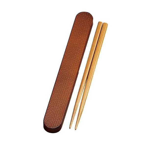 箸箱セット 18cm 箸 箸箱 わっぱ箸箱セット （ 箸＆箸箱セット お箸 箸＆ケース カトラリー 和風 日本製 18センチ お弁当用 ベルト付き 持ち運び 携帯用 大人 男女兼用 おしゃれ 木製 ） 【 ライトブラウン 】
