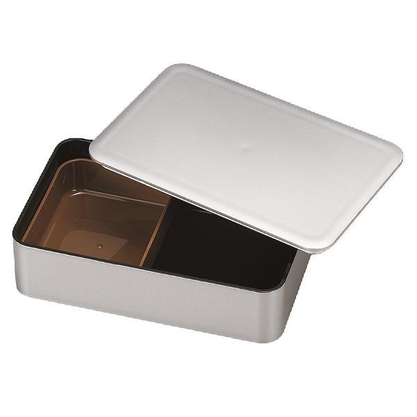 弁当箱 1段 800ml HAKOYA メタリック メンズランチ （ お弁当箱 ランチボックス 大容量 男子 レンジ対応 食洗機対応 はこや ハコヤ 一段 一段弁当箱 ベルト付き 中子付き シンプル 弁当男子 レンジOK 食洗機OK ） 【 シルバー 】