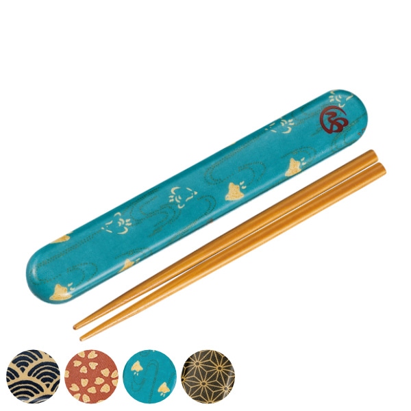 箸箱セット 18cm 箸 布貼 和布 （ お箸 箸箱 18センチ カトラリー 天然木 木製 和柄 お弁当用 持ち運び 携帯用 給食 お弁当 弁当 大人 和風 日本製 ）【 麻の葉 】