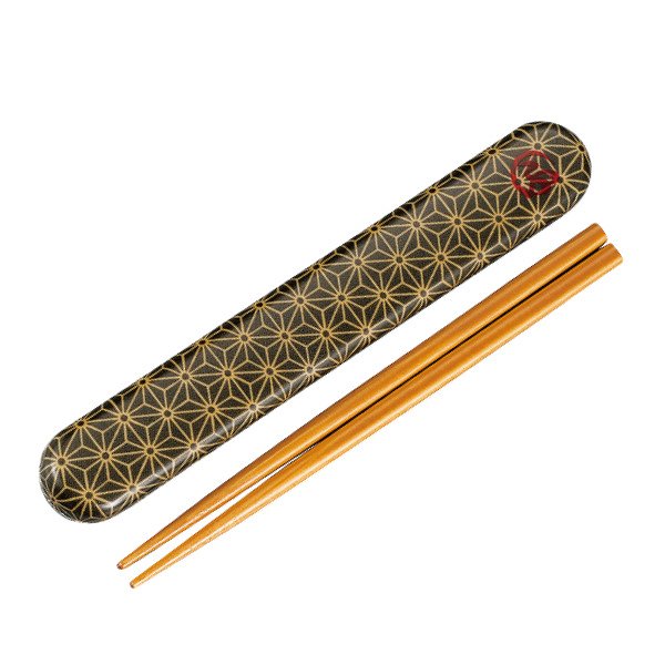 箸箱セット 18cm 箸 布貼 和布 （ お箸 箸箱 18センチ カトラリー 天然木 木製 和柄 お弁当用 持ち運び 携帯用 給食 お弁当 弁当 大人 和風 日本製 ）【 麻の葉 】