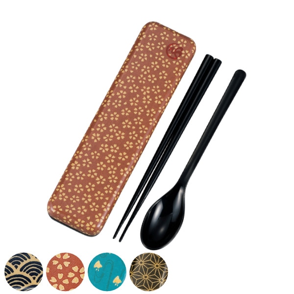 コンビセット 18cm 箸 スプーン 布貼 和布 （ お箸 箸箱 18センチ カトラリー セット 和柄 大人 携帯用 持ち運び お弁当用 給食 お弁当 弁当 和風 日本製 ）【 青海波 】