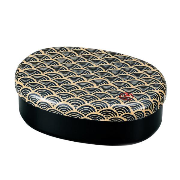 お弁当箱 1段 480ml 布貼 小判 和布 和風 （ ランチボックス 弁当箱 食洗機対応 レンジ対応 和柄 弁当 一段弁当箱 小判型 中子付き 一段 食洗機OK レンジOK 日本製 大人 ランチグッズ お弁当グッズ ） 【 青海波 】