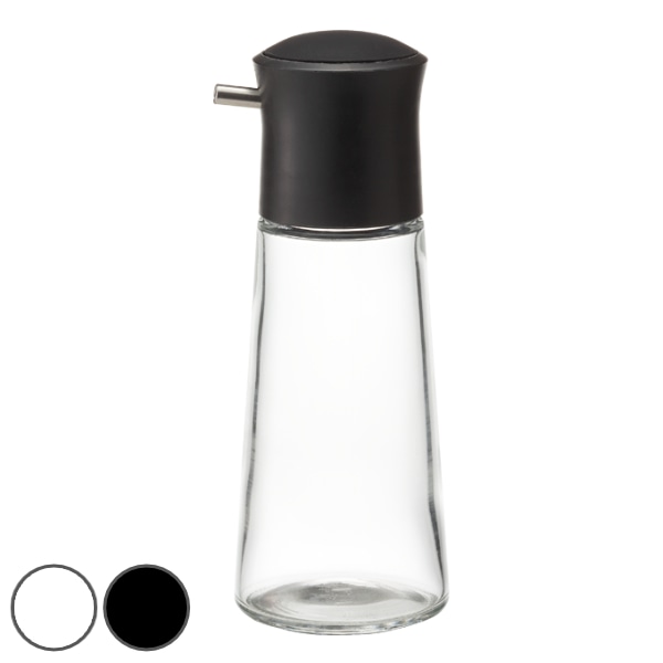 調味料入れ M 140ml プッシュ式 スタビアリュクス 醤油差し 調味差し （ 醤油さし 醤油入れ しょうゆ差し しょうゆ入れ 液だれしない ガラス製 しょう油入れ ワンプッシュ 卓上 調味料 入れ 容器 ボトル 保管 保存 ）【 ブラック 】