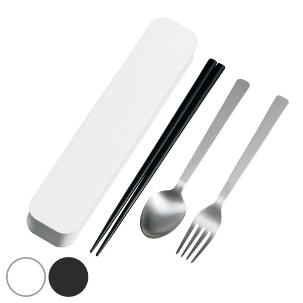トリオセット 箸 スプーン フォーク ステンレス 大人のカトラリー HAKOYA モノトーン （ 食洗機対応 携帯用カトラリー カトラリーセット トリオ お箸 食洗機OK 弁当 お弁当 持ち運び お弁当用 携帯用 日本製 ） 【 ブラック 】