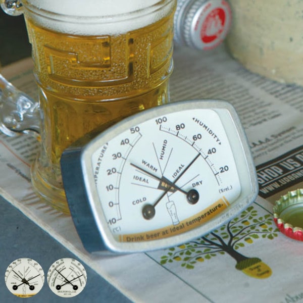 サーモハイグロメーター ダルトン DULTON 温湿度計 温度計 湿度計 （ 角型 アナログ インテリア 雑貨 スチール製 マグネット おしゃれ 熱中症予防 温度管理 赤ちゃん 植物 ペット ） 【 ビール 】