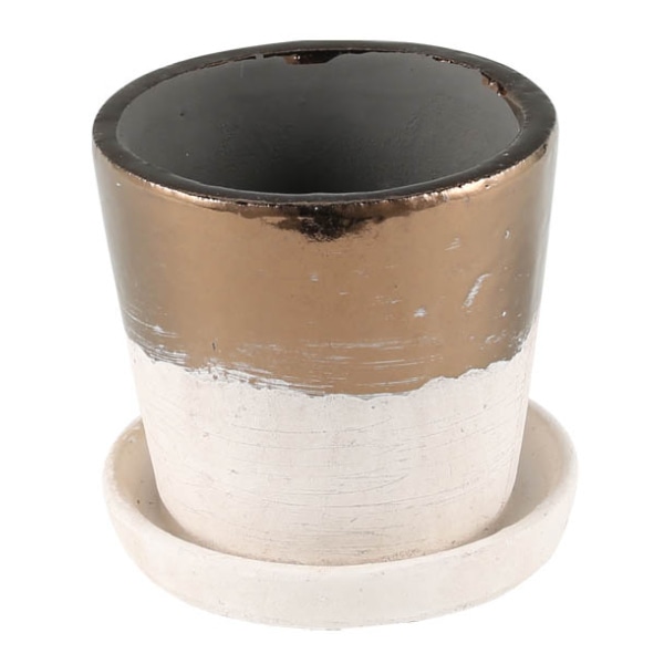 植木鉢 テラコッタ 鉢 プランター バイカラーポット S ダルトン DULTON （ ポット プラントポット 穴あり 水抜き穴 園芸 ソーサー 受け皿 付き インテリア おしゃれ フラワーポット 鉢植え ）