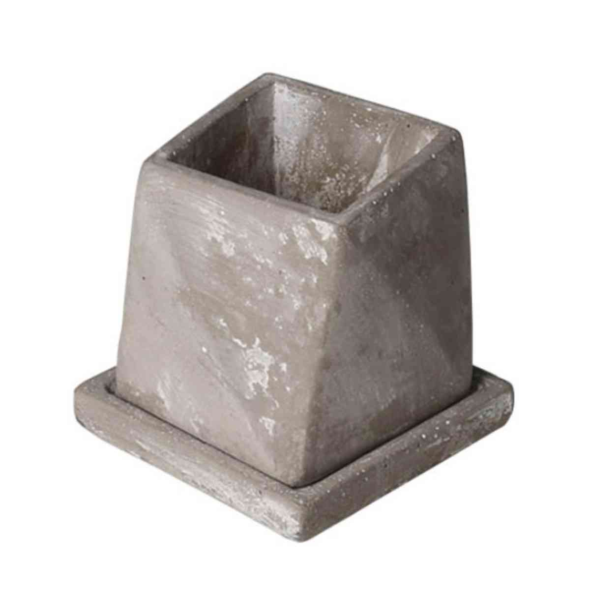 プランター 植木鉢 セメントポット トラピゾイド S ダルトン DULTON （ プラントポット 鉢植え ソーサー付き セメント 鉢 ポット 穴あり 水抜き穴 園芸 ソーサー 受け皿 付き インテリア フラワーポット おしゃれ ）