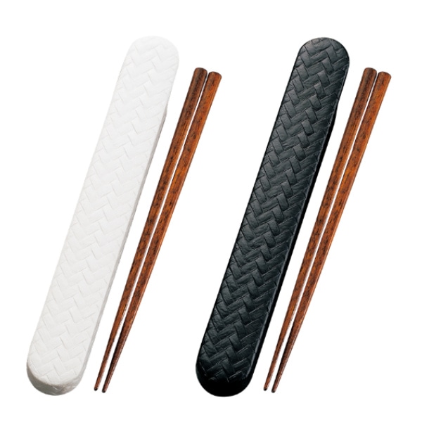 箸箱セット 18cm 箸 箸箱 あじろ モノトーン （ 18センチ お箸 セット 食洗機対応 大人 日本製 食洗機OK お弁当用 携帯箸 箸・箸箱セット 箸＆箸箱セット 弁当 お弁当 持ち運び 携帯用 ） 【 マットホワイト 】