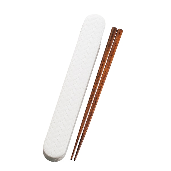 箸箱セット 18cm 箸 箸箱 あじろ モノトーン （ 18センチ お箸 セット 食洗機対応 大人 日本製 食洗機OK お弁当用 携帯箸 箸・箸箱セット 箸＆箸箱セット 弁当 お弁当 持ち運び 携帯用 ） 【 マットホワイト 】