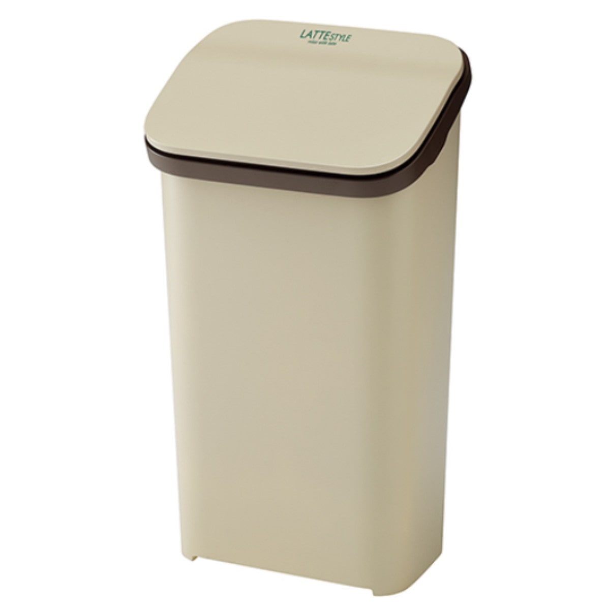 ゴミ箱 19L ラテスタイル プッシュ式 ダストボックス （ ごみ箱 19リットル ワンタッチ プッシュ ふた付き 分別 スリム シンプル おしゃれ 袋止め付き 袋が見えにくい キッチン ベージュ ブラウン ホワイト ） 【ベージュ】