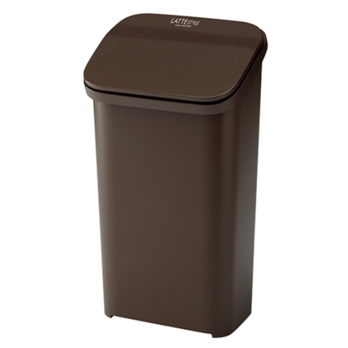 ゴミ箱 19L ラテスタイル プッシュ式 ダストボックス （ ごみ箱 19リットル ワンタッチ プッシュ ふた付き 分別 スリム シンプル おしゃれ 袋止め付き 袋が見えにくい キッチン ベージュ ブラウン ホワイト ） 【ブラウン】
