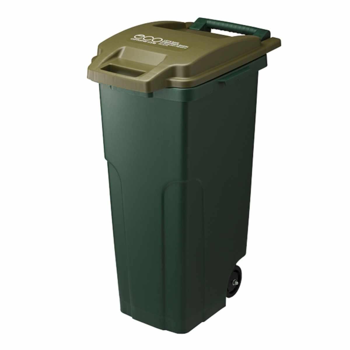 ゴミ箱 74L 屋外用 フタ付き キャスター付き コンテナ 排水栓 （ ごみ箱 74リットル 大容量 屋外 キャスター ふた付き 持ち手付き アメリカン ダストボックス 庭 外 キッチン 袋 見えない おしゃれ アメリカ スリム ） 【カーキ】