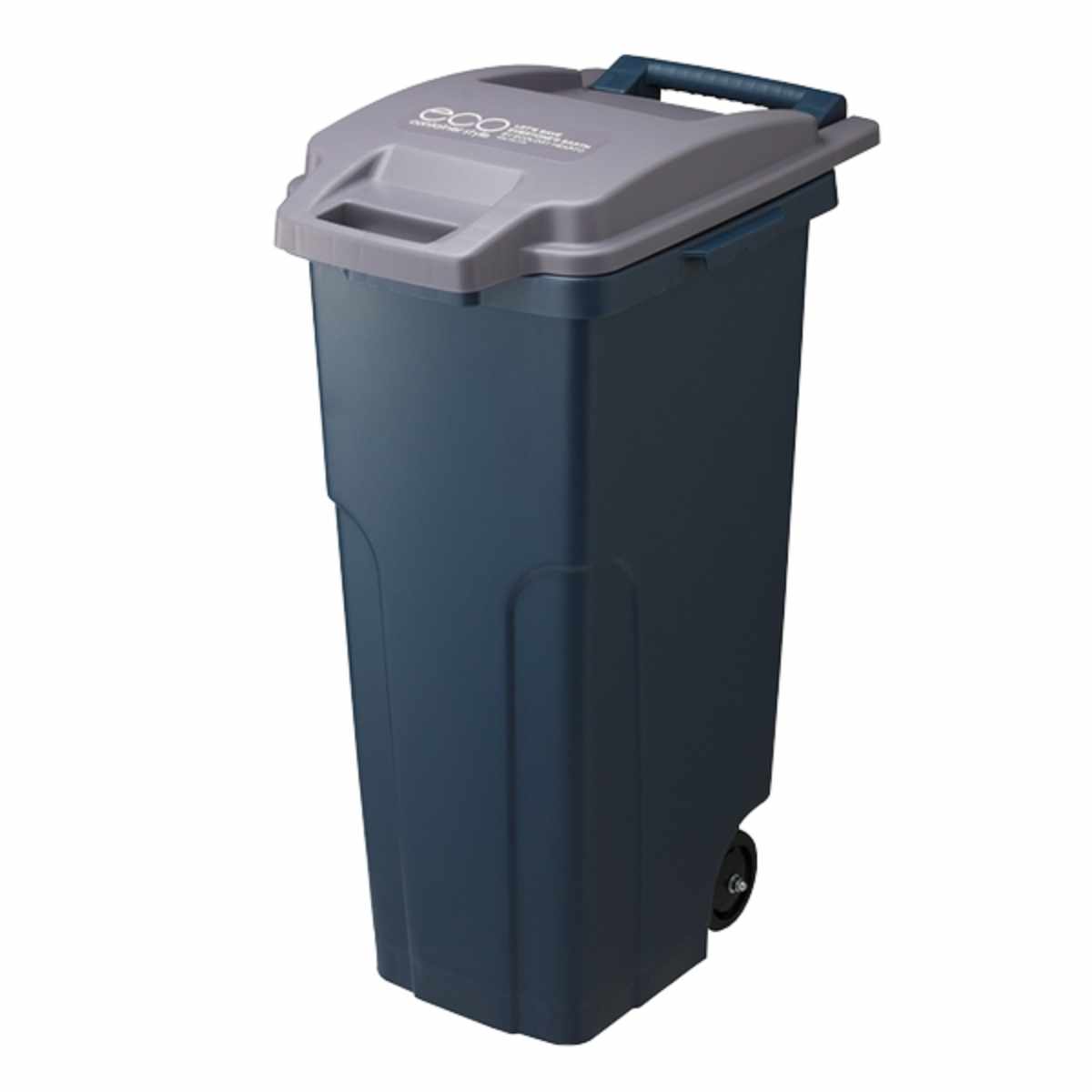 ゴミ箱 74L 屋外用 フタ付き キャスター付き コンテナ 排水栓 （ ごみ箱 74リットル 大容量 屋外 キャスター ふた付き 持ち手付き アメリカン ダストボックス 庭 外 キッチン 袋 見えない おしゃれ アメリカ スリム ） 【ネイビー】