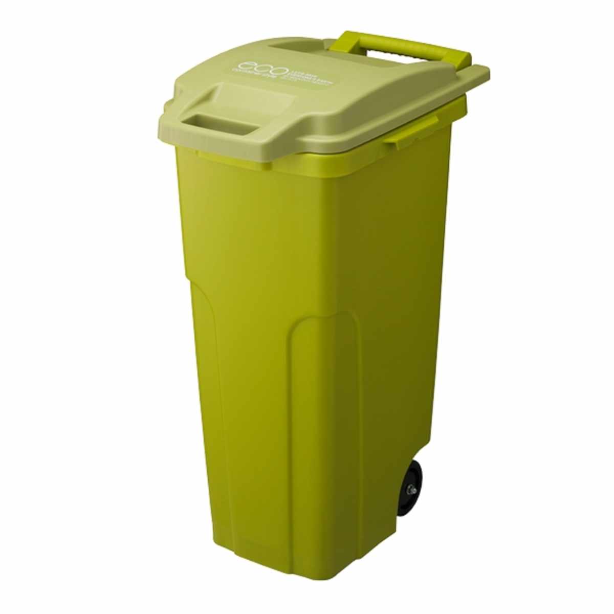 ゴミ箱 74L 屋外用 フタ付き キャスター付き コンテナ 排水栓 （ ごみ箱 74リットル 大容量 屋外 キャスター ふた付き 持ち手付き アメリカン ダストボックス 庭 外 キッチン 袋 見えない おしゃれ アメリカ スリム ） 【イエロー】