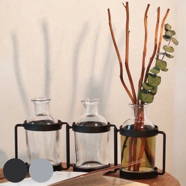 ディフューザー アロマディフューザーベース 3ボトル ユーカリ ダルトン DULTON （ ルームフレグランス アロマ 芳香剤 フレグランス 玄関 リビング 部屋 廊下 花瓶 オブジェ 置物 ディスプレイ デコレーション おしゃれ ） 【 シルバー 】
