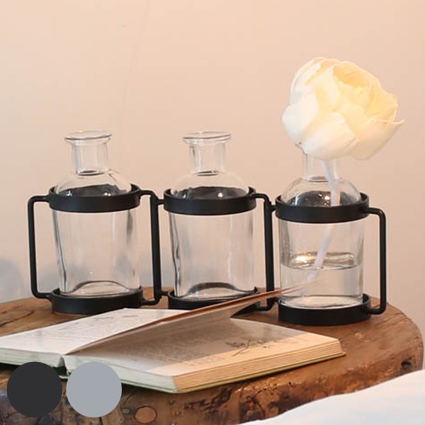 ディフューザー アロマディフューザーベース 3ボトル ソラフラワー ダルトン DULTON （ ルームフレグランス アロマ 芳香剤 フレグランス 玄関 リビング 部屋 廊下 花瓶 オブジェ 置物 ディスプレイ デコレーション ） 【 シルバー 】