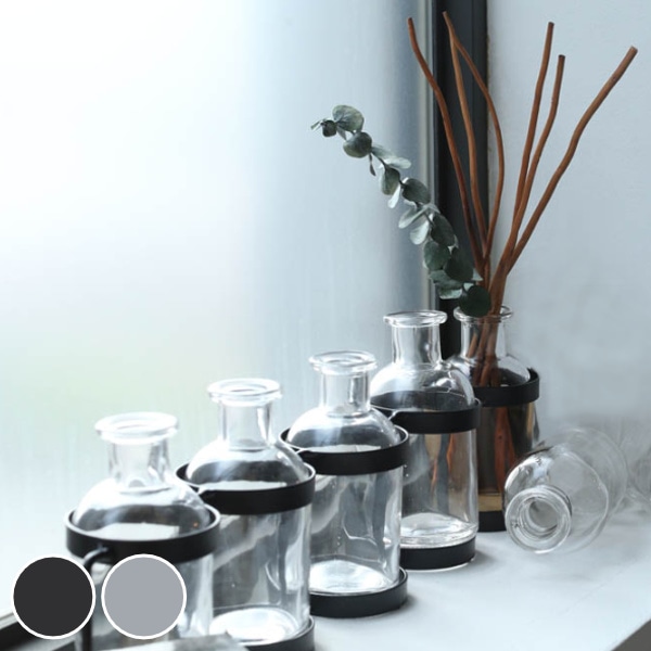 ディフューザー アロマディフューザーベース 5ボトル ユーカリ ダルトン DULTON （ ルームフレグランス アロマ 芳香剤 フレグランス 玄関 リビング 部屋 廊下 花瓶 オブジェ 置物 ディスプレイ デコレーション おしゃれ ） 【 ブラック 】