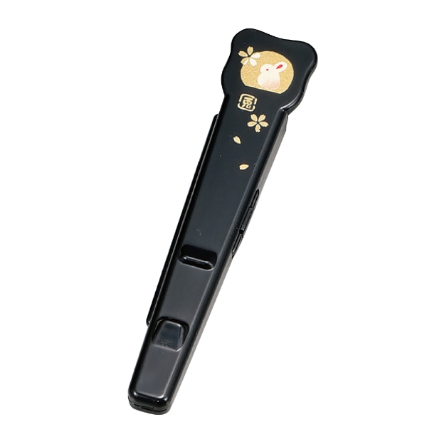 箸箱 携帯用 箸キャップ 箸置き うさぎ （ 箸先キャップ 箸先カバー 箸入れ 和柄 和風 うさぎ お箸用 箸用 箸先 カバー キャップ 保護 ） 【 黒 】