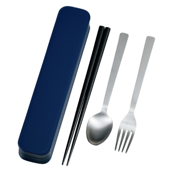 トリオセット 箸 スプーン フォーク 大人のカトラリー 無地 （ 食洗機対応 カトラリーセット お箸 トリオ セット カトラリー 食洗機OK 携帯用カトラリー 弁当 お弁当 持ち運び お弁当用 携帯用 大人 日本製 ） 【 ネイビー 】