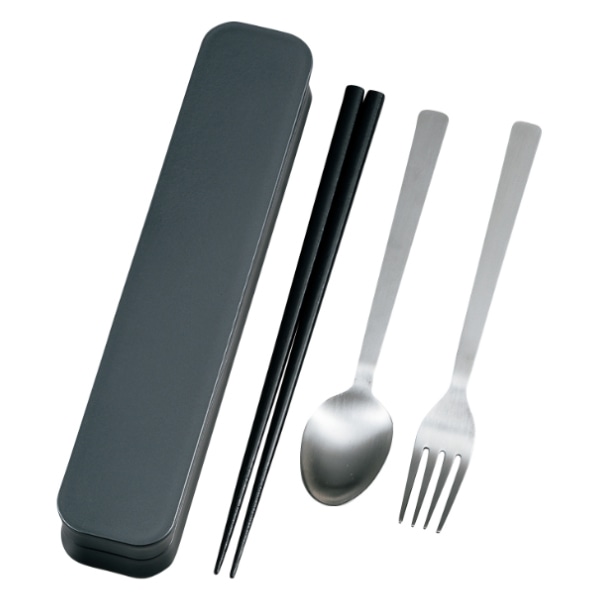 トリオセット 箸 スプーン フォーク 大人のカトラリー メタリック （ 食洗機対応 カトラリーセット お箸 木製 トリオ セット カトラリー 食洗機OK 携帯用カトラリー 弁当 お弁当 持ち運び お弁当用 携帯用 大人 日本製 ） 【 ブラック 】