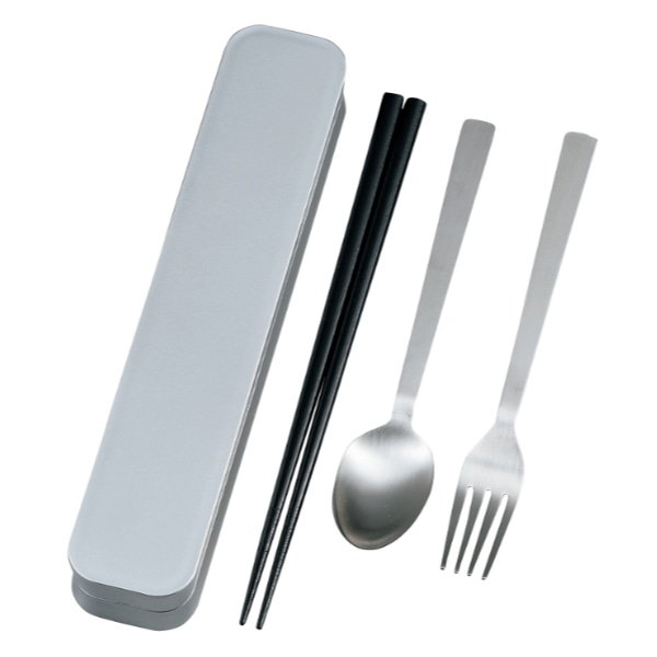 トリオセット 箸 スプーン フォーク 大人のカトラリー メタリック （ 食洗機対応 カトラリーセット お箸 木製 トリオ セット カトラリー 食洗機OK 携帯用カトラリー 弁当 お弁当 持ち運び お弁当用 携帯用 大人 日本製 ） 【 シルバー 】