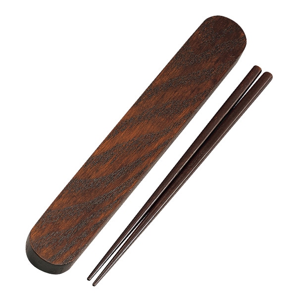 箸箱セット 18cm 箸 箸箱 木製 スリ漆 （ お箸 はし箱 セット お弁当用 携帯箸 大人 和風 18センチ 天然木 箸・箸箱セット 弁当 お弁当 持ち運び 携帯用 ）