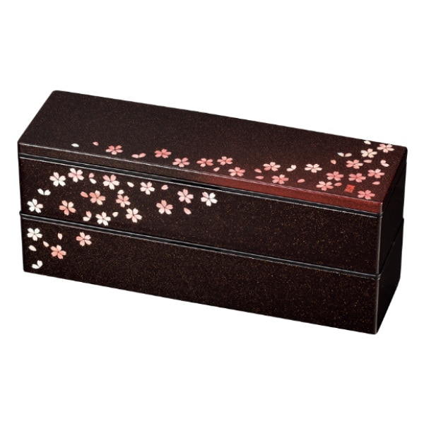 お弁当箱 2段 840ml スリム 二段ランチ 茜桜 （ 弁当箱 ランチボックス レンジ対応 食洗機対応 二段 花柄 女子 レンジOK 食洗機OK お弁当 弁当 仕切り付き ランチバンド付き 二段弁当箱 和柄 和風 女性 ）