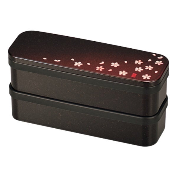 お弁当箱 2段 600ml スリム 二段弁当 茜桜 （ 弁当箱 ランチボックス レンジ対応 食洗機対応 二段 花柄 女子 レンジOK 食洗機OK お弁当 弁当 ランチバンド付き 二段弁当箱 和柄 和風 女性 ）