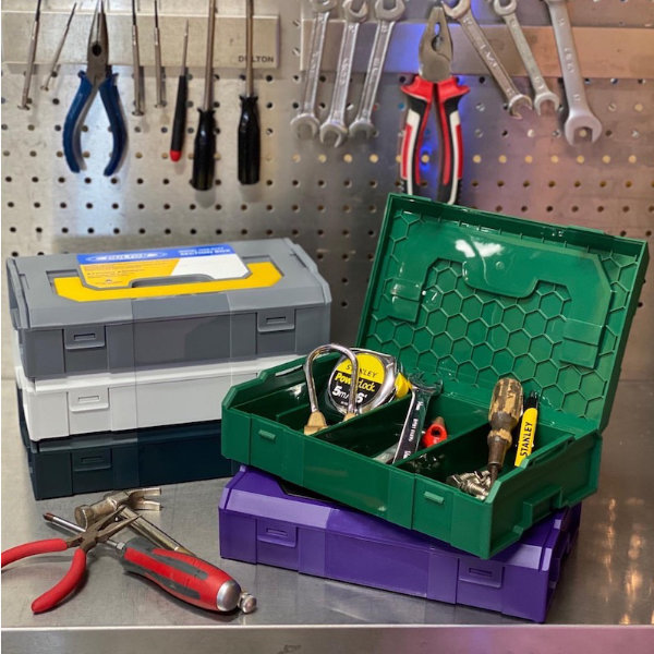 ダルトン 収納ボックス 幅26×奥行15.5×高さ6.5cm セクションボックス スタッキング （ DULTON 小物収納 プラスチック 小物ケース 収納ケース 小物 収納 ボックス ケース フタ付き 小物収納ケース 持ち手付き ふた付き おしゃれ ）【 グリーン×ブルー 】