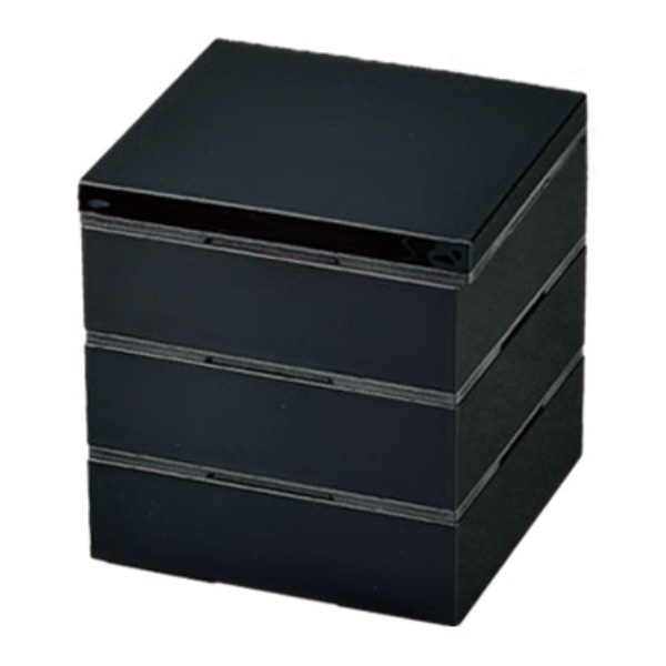 弁当箱 重箱 3段 2100ml 2人 3人用 15cm 角 三段重 黒内朱 （ お重 お重箱 御重 三段 3段重 レンジ対応 食洗機対応 中子付き 日本製 レンジOK 食洗機OK 2～3人 行楽弁当箱 和風 オードブル重 お正月 運動会 おせち料理 ）
