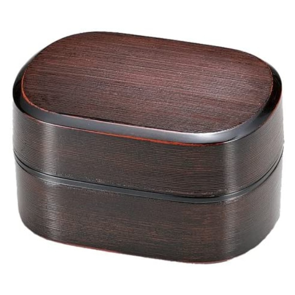 お弁当箱 2段 630ml 大和 千筋弁当 小判 曙 （ 弁当箱 ランチボックス 二段 弁当 レンジ対応 食洗機対応 木目 大人 レンジOK 食洗機OK お弁当 弁当 ランチベルト付き 日本製 ）