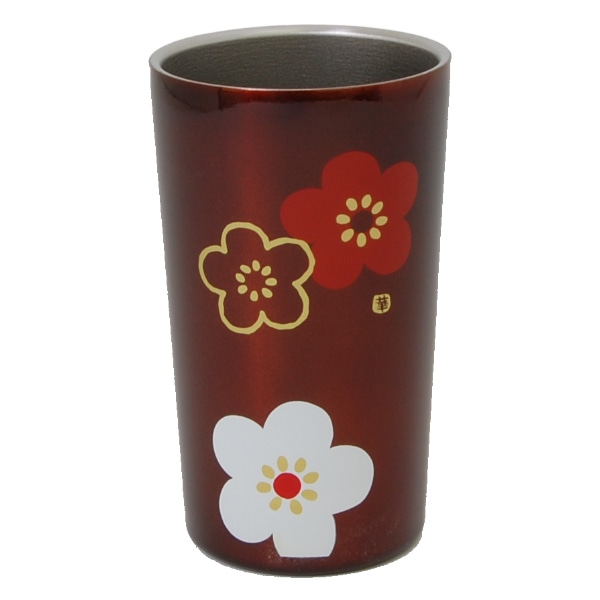 タンブラー 320ml ステンレス 真空二重構造 華文様梅 コップ 日本製 （ ステンレスタンブラー 保温 保冷 マグカップ 保温タンブラー 保温マグ カップ マグ 保冷タンブラー 和柄 おしゃれ かわいい 和モダン 花柄 ） 【 溜 】
