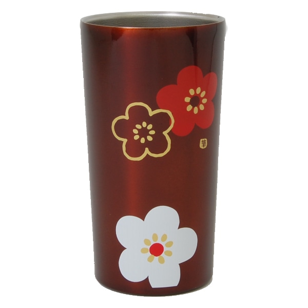 タンブラー 450ml ステンレス 真空二重構造 華文様梅 コップ 日本製 （ ステンレスタンブラー トール 保温 保冷 マグカップ 保温タンブラー 保温マグ カップ マグ 保冷タンブラー 和柄 おしゃれ かわいい 和モダン 花柄 ） 【 溜 】