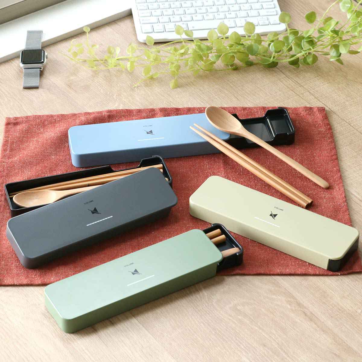 コンビセット 箸 スプーン 18cm VOLUME スライド （ 18センチ カトラリーセット お箸 大人 お弁当用 弁当 お弁当 持ち運び カトラリー セット 携帯用 ）【 ベージュ 】