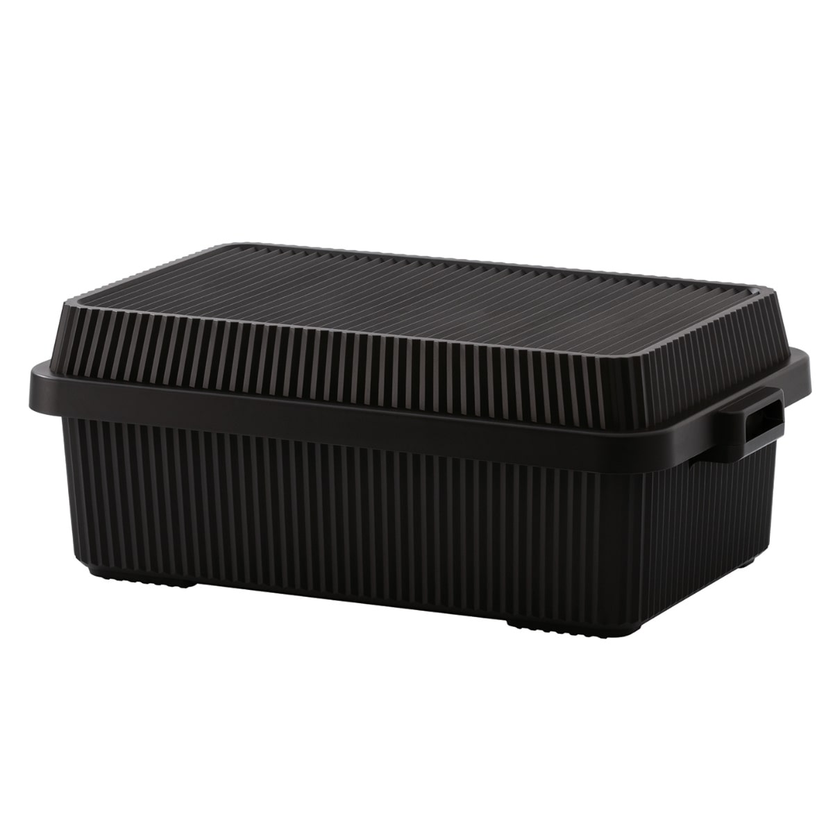 コンテナボックス 53L 浅型 スタックアップコンテナー53 （ 収納ボックス 蓋付き フタ付き 座れる 収納ケース 大型 日本製 アウトドア キャンプ 屋外 屋内 大容量 収納 ボックス ケース 工具箱 プラスチック おしゃれ ） 【ブラック】