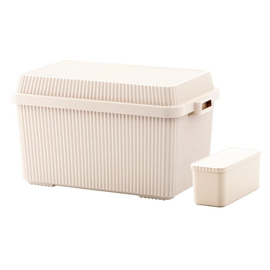 収納ボックス 83L 深型 インナーボックス付 スタックアップコンテナー83 （ コンテナボックス 蓋付き フタ付き 座れる 大型 日本製 アウトドア コンテナ キャンプ 屋外 屋内 大容量 収納 ボックス ） 【ベージュ】