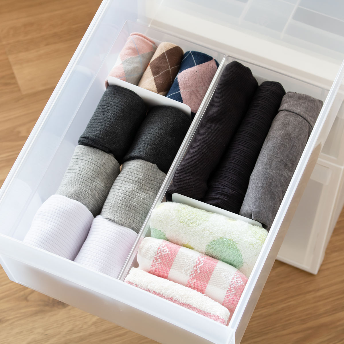 ランジェリーケース （ 仕切りケース 幅14×奥行33×高さ9.5cm ランジェリー 下着 収納 ケース 仕切り プラスチック クリア タンス 引き出し 日本製 衣類収納 連結可能 引出し 仕切りボックス 小物収納 透明 ランジェリー収納 整理 ）