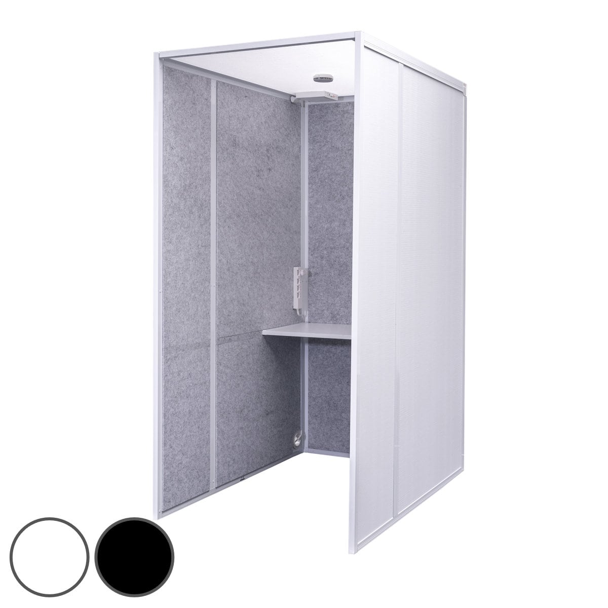 吸音ブース デスク付き REMUTE （ 間仕切り 衝立 パーテーション 吸音 ボックス オフィス リモートワーク ブース 机 テレワーク Web会議 個室 電話 防音 雑音 騒音 軽減 電源タップ 換気 ファン 火災報知器 組立て ）【 ブラック 】